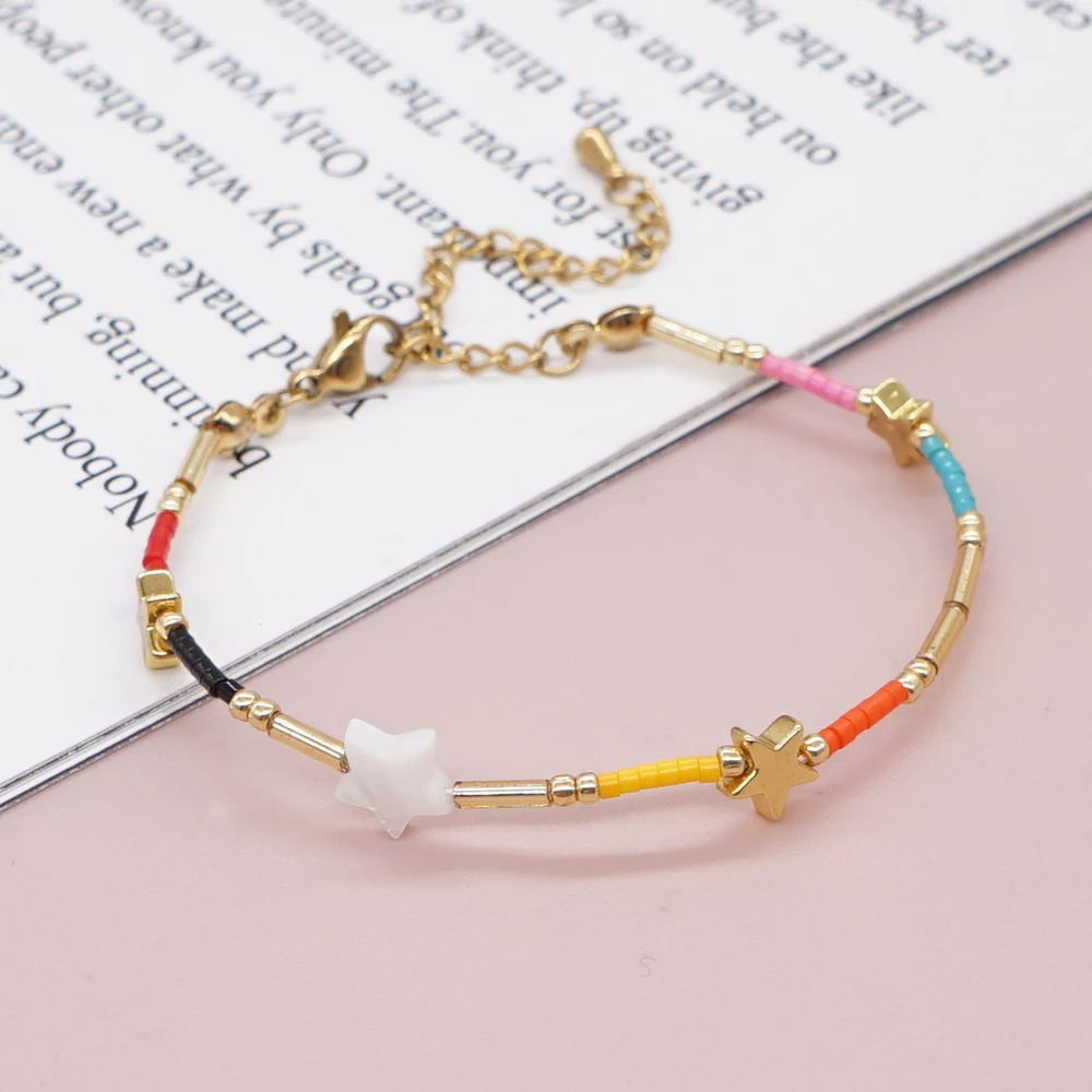 Go2Boho браслет со звездами и подвесками сердце сглаза изящные браслеты из бисера