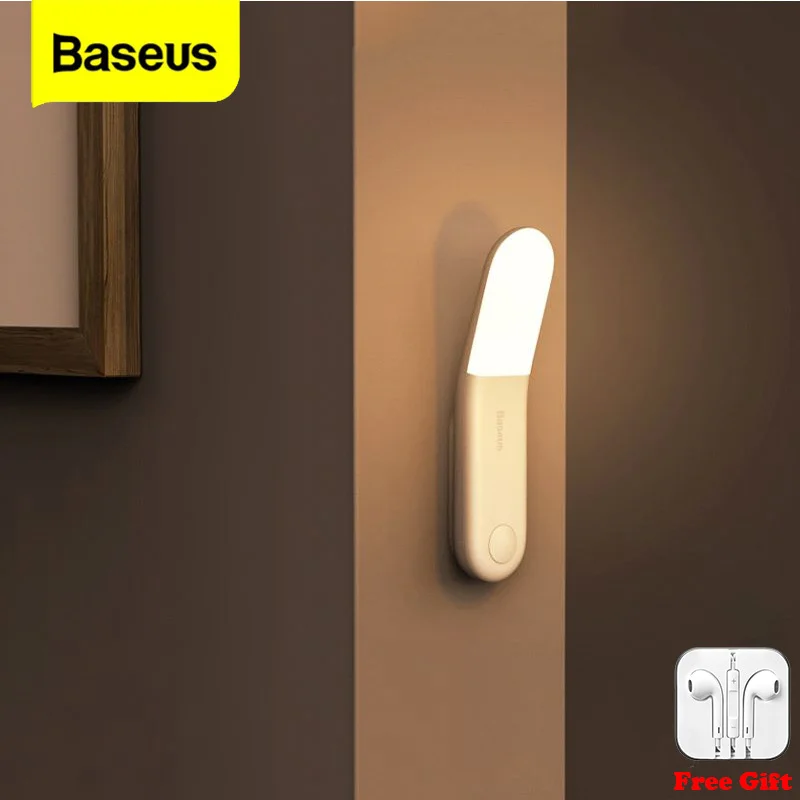 

Baseus Led Induction Night Light USB Rechargeable Human Body Induction Night Light Lamp LED Light Motion Sensor Aisle Light