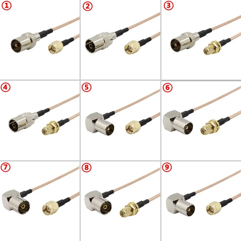 75Ohm RG179 Cable IEC TV To SMA Male Female Connector 75Ω RG-179 SMA To IEC TV Right Angle RF Extension Low Loss Fast Delivery