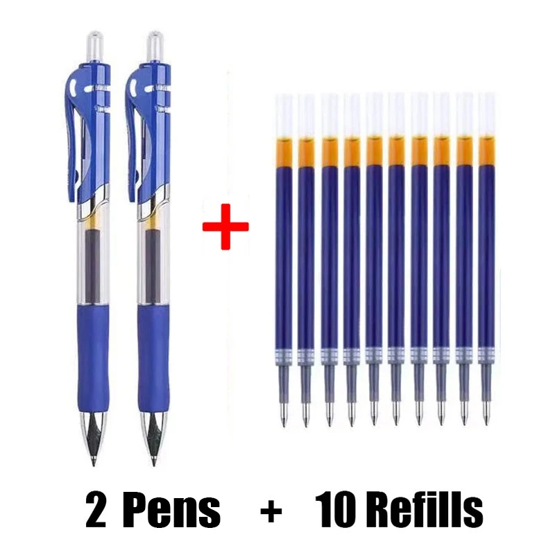 

12 PCS Gel Pen Set Large Capacity Pens 0.5mm Ball Point Black/red/blue Ink Replaceable Refill Office&school Supplies Stationery