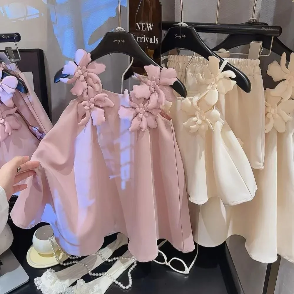 Платье для девочек с цветочным декором корейская версия однотонные платья