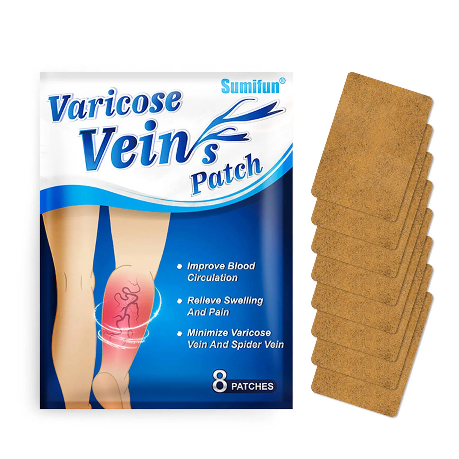 

Sumifun 8pcs/bag Chinese Plaster Vasculitis Phlebitis Spider Leg Medical Patch Angiitis Removal Patch
