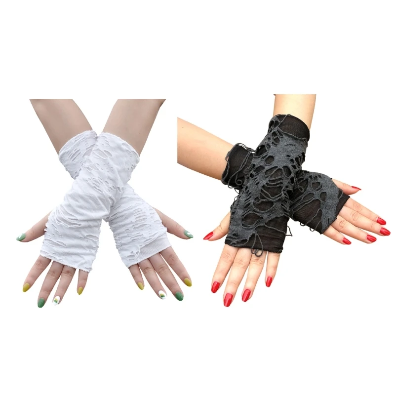 

M89E Punk Sleeve Gothic Gloves Long Wrist Gloves for COSTUME PARTY Gothic Arm Warmer for Cosplay Photography Props