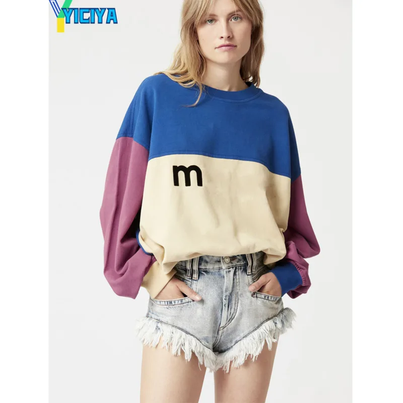 YICIYA HOOD Sweatshirt Round Neck Pullover Long Sleeve Sweatshirts CLOTHES MAN CASUAL WOMAN TOP SWEATER French Y2k Clothes Y2k