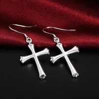 drop dangle earrings crosses 925 stamp silver color earrings trend 2022 korean style summer jewelry for women accessories