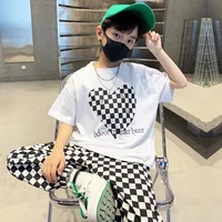 summer handsome cool kids boy casual love print trendy childrens pure cotton t shirt short sleeve toddler tees han fan