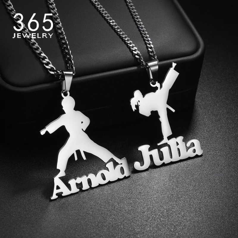 

365 индивидуальное название ожерелье в стиле действия толстая цепь из нержавеющей стали Персонализированная табличка для мужчин и женщин ювелирные изделия подарок на день рождения