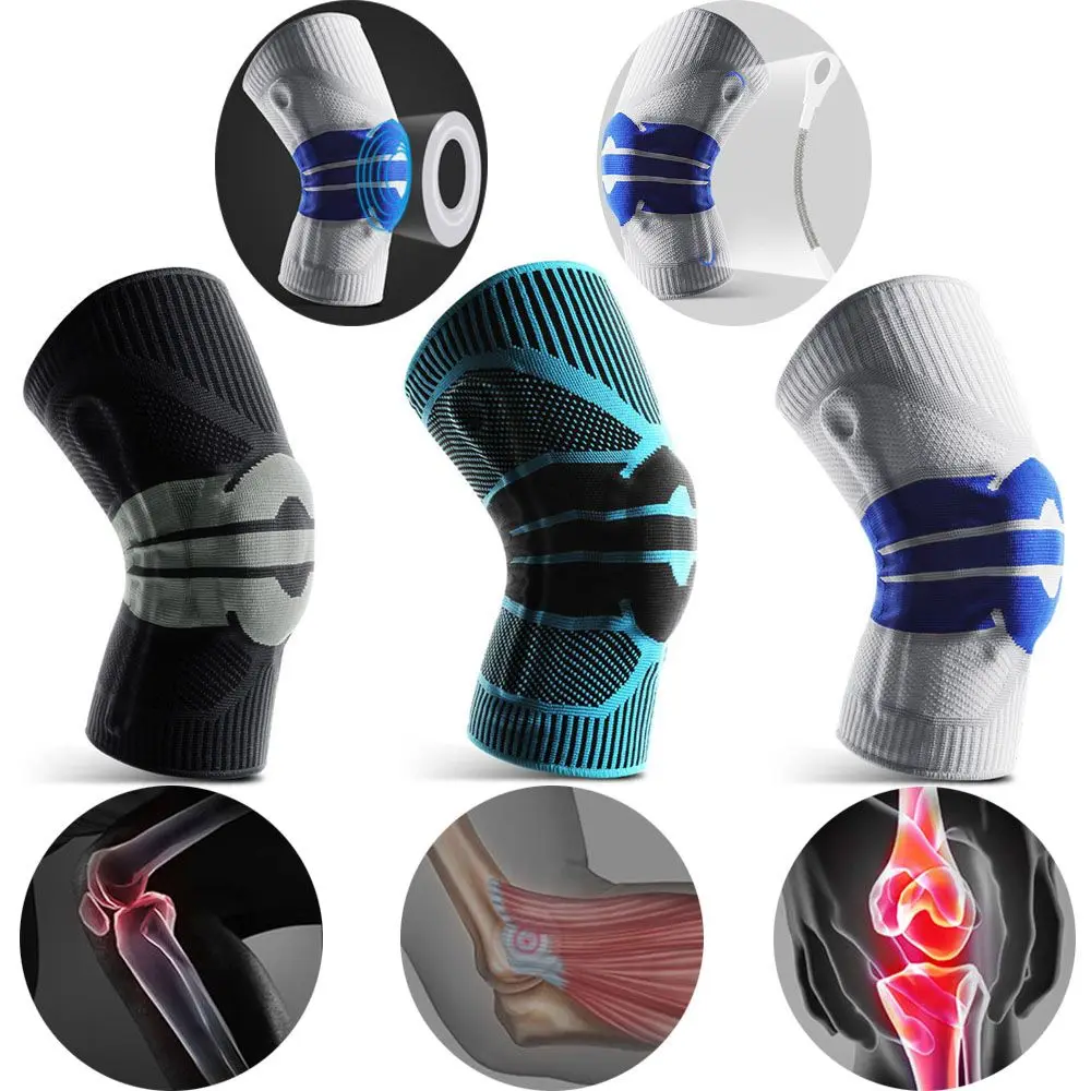 

1pc Durable Meniscus Compression Protection Sport Strap Orthotics Silicone Knee Pads Knee Brace