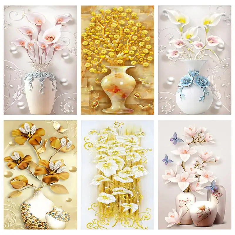 

5d DIY Full Diamond Painting Flower Diamond Embroidery Kit Vase Cross Stitch Modern Art Wall Painting Living Room Home Decor