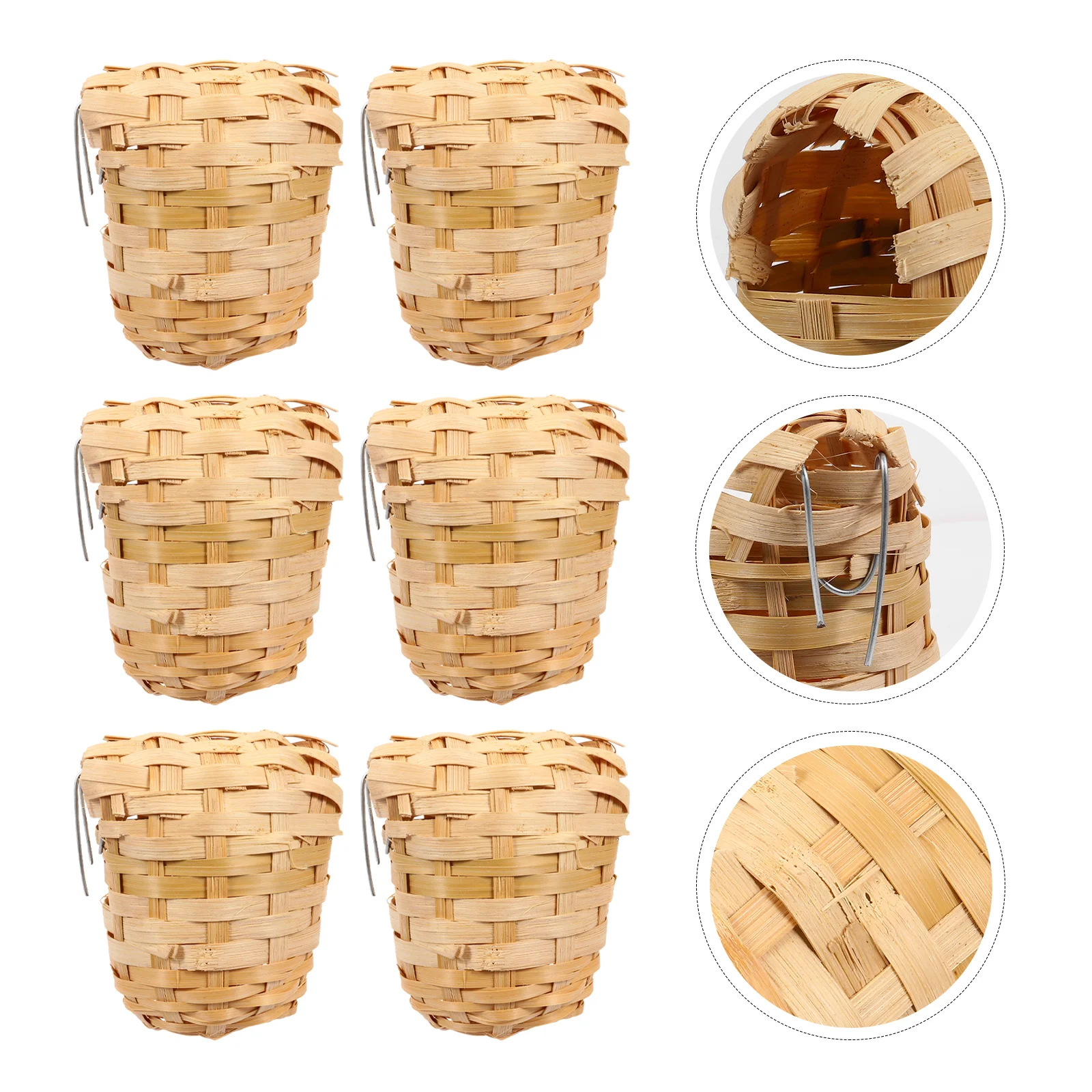

6 Pcs Handmade Bamboo Bird Nest Creative Birds House Out Door Decor Shelter Natural Home Crafts
