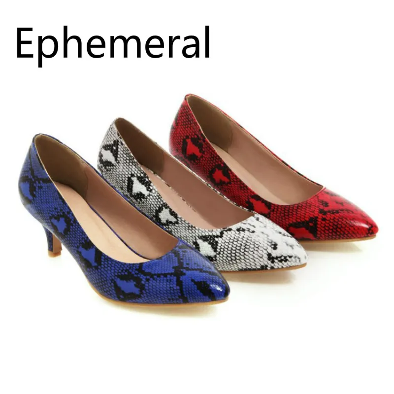 

Femme Claussure Zapatos Morados De Mujer Snake Texture Tacon Wide Fit 33-48 Red Blue 5.5cm Pointy Toe Heels Fashion Pumps Newest