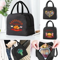 lunch bag insulated canvas cooler bags kids thermal lunch box handbag women picnic portable packet food print zipper organizer