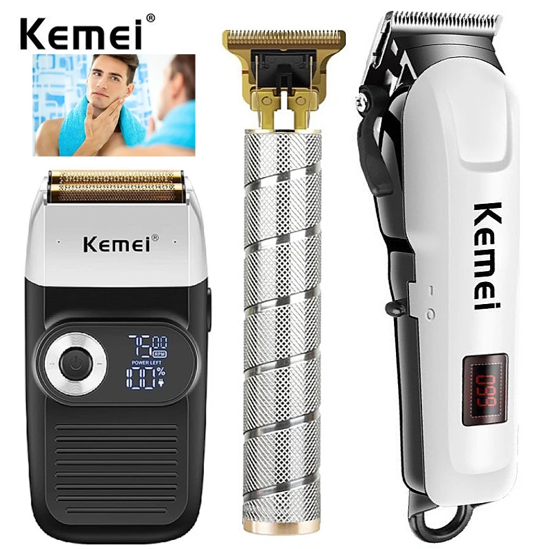 

Kemei Professional Barber Hair Clipper Rechargeable Electric Finish Cutting Machine Beard Trimmer Shaver Cordless Corded