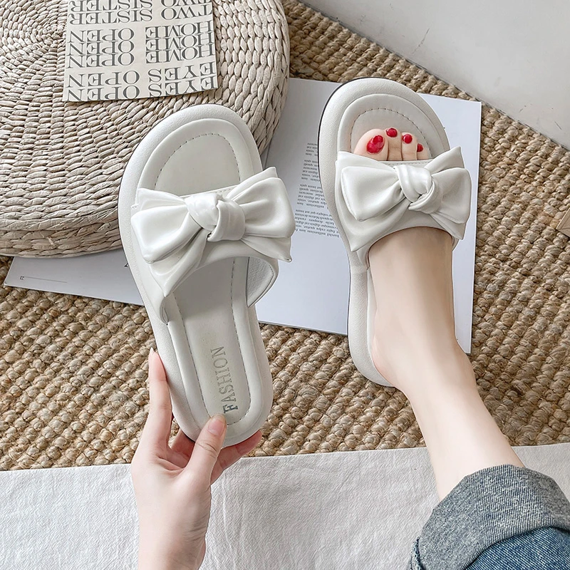 

Shoes Ladies' Slippers Platform Slipers Women Med Butterfly-Knot Luxury Slides Flat 2022 Designer Basic Rubber Butterfly-knot