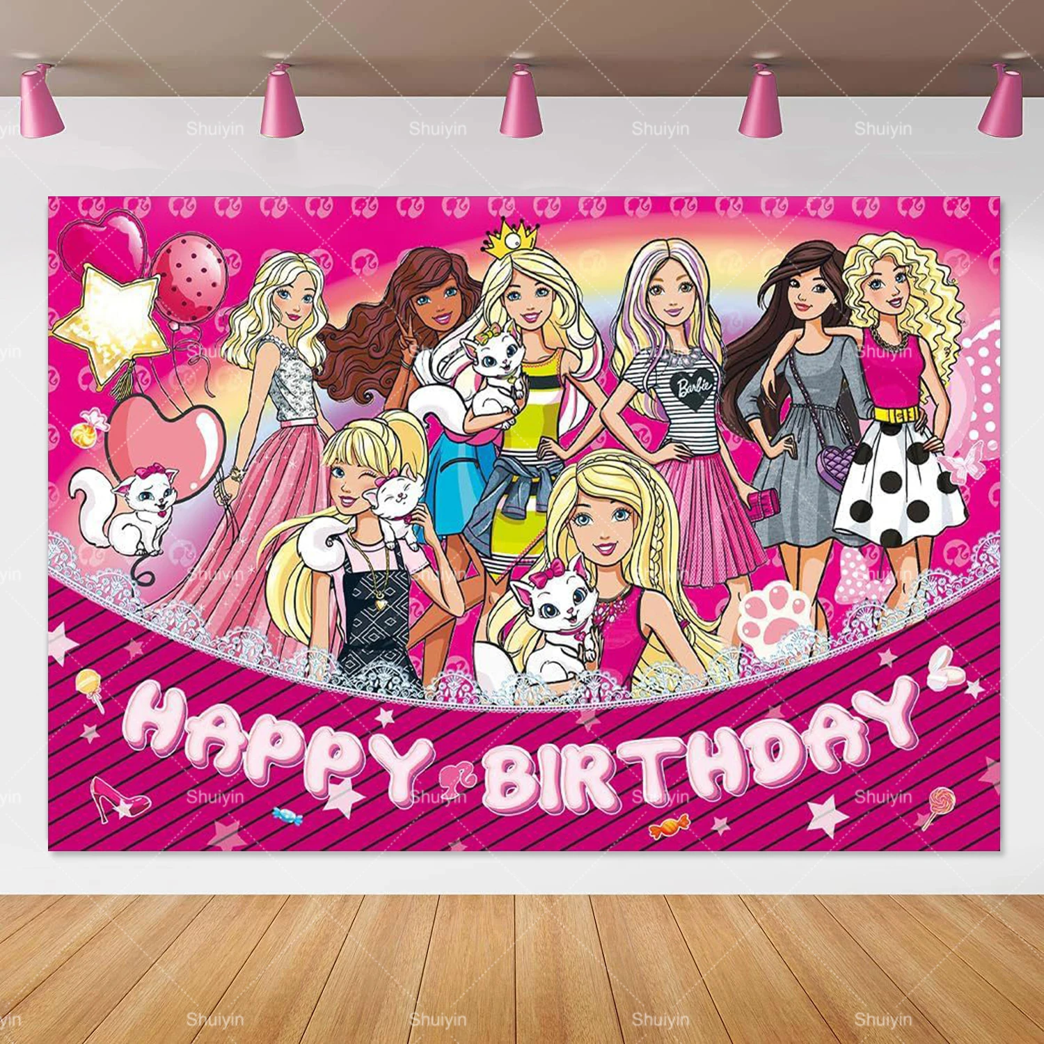 

Розовый виниловый фон MINISO для дня рождения