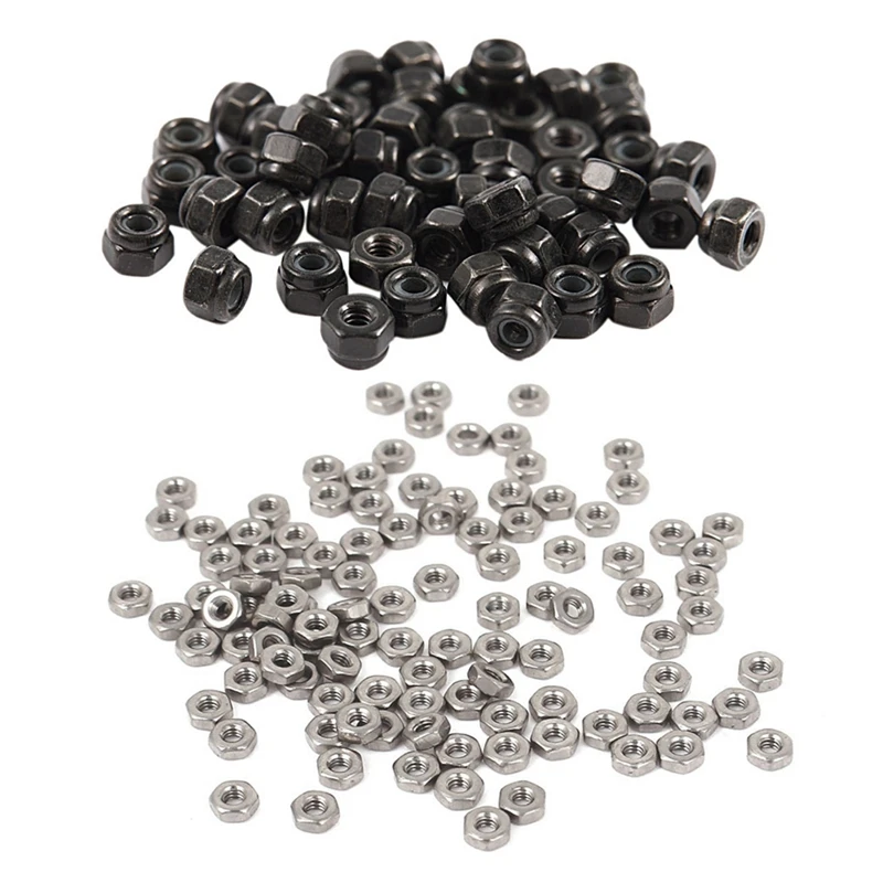 

Оцинкованные нейлоновые вставки Nylock 50 шт. M2, шестигранные фиксирующие гайки черного цвета и 100 шт. M2 шестигранные гайки 304, фиксатор из нержав...