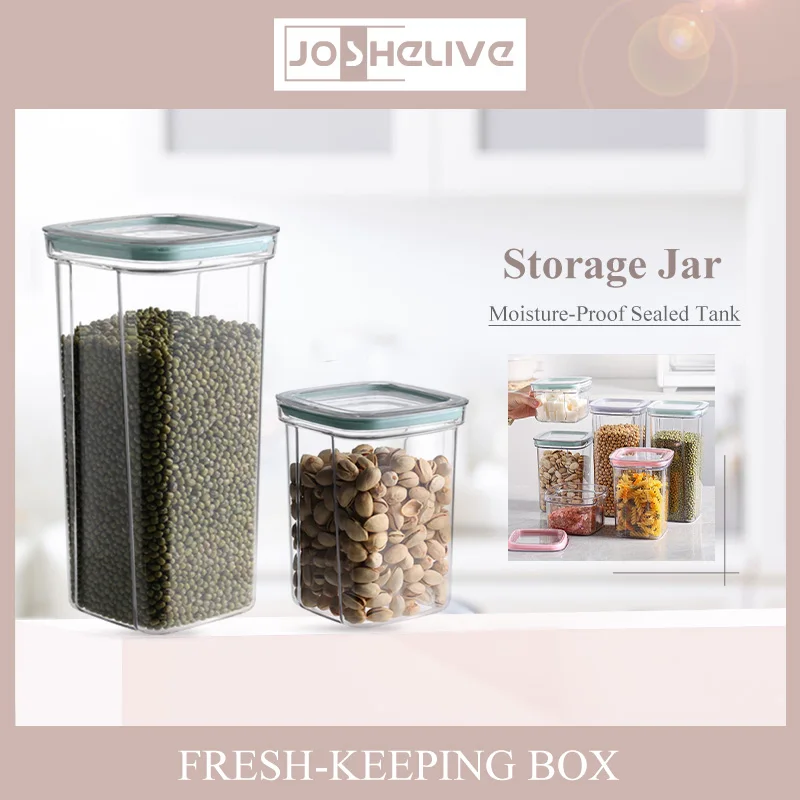 

Sealed Plastic Food Storage Box Cereal Candy Dried Jars With Lid Fridge Storage Tank Containers Household Kitchen Organizer Box