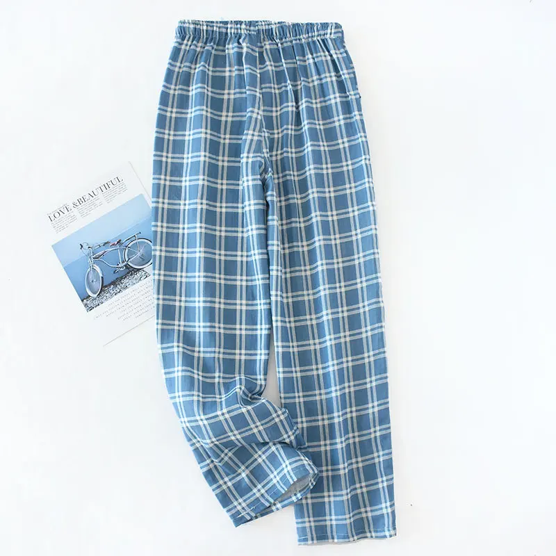 New Plaid Cotton Loose Men Pajama Pants Home Clothing Trousers Home Pants For Man Male Pyjama Bottoms Sleepwear Elastic Waist