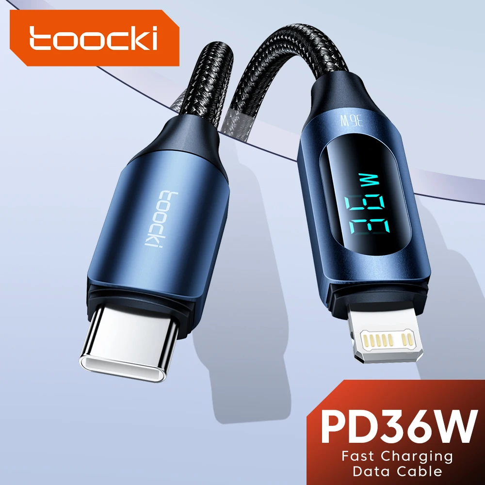 

Toocki LED Display 20W PD USB Type C To Lightning Cable for iPhone 14 13 12 Pro Max Fast Charging Cable Data Cord Wire 1M/2M