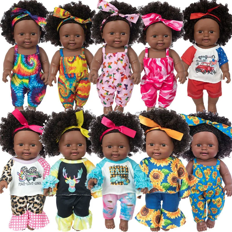 

Кукла реборн, виниловая кукла 12 дюймов, Имитация Черной американской девушки, может поменять одежду, подарок для раннего развития, игровой д...
