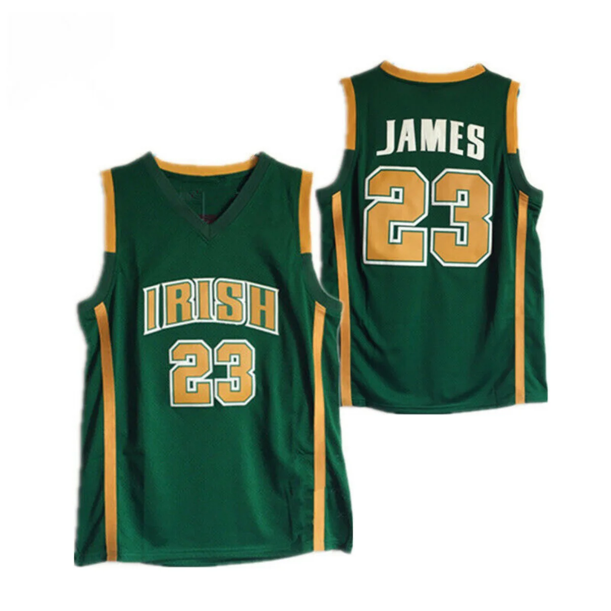 Irish Basketball Jerseys #23 Lebron James high school Irish Basketball  Shirts Switched Logo Golden Green - AliExpress