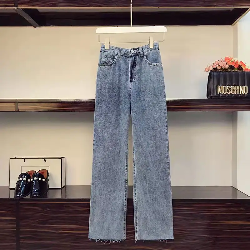 Женские джинсы с завышенной талией свободные женские широкие брюки корейские