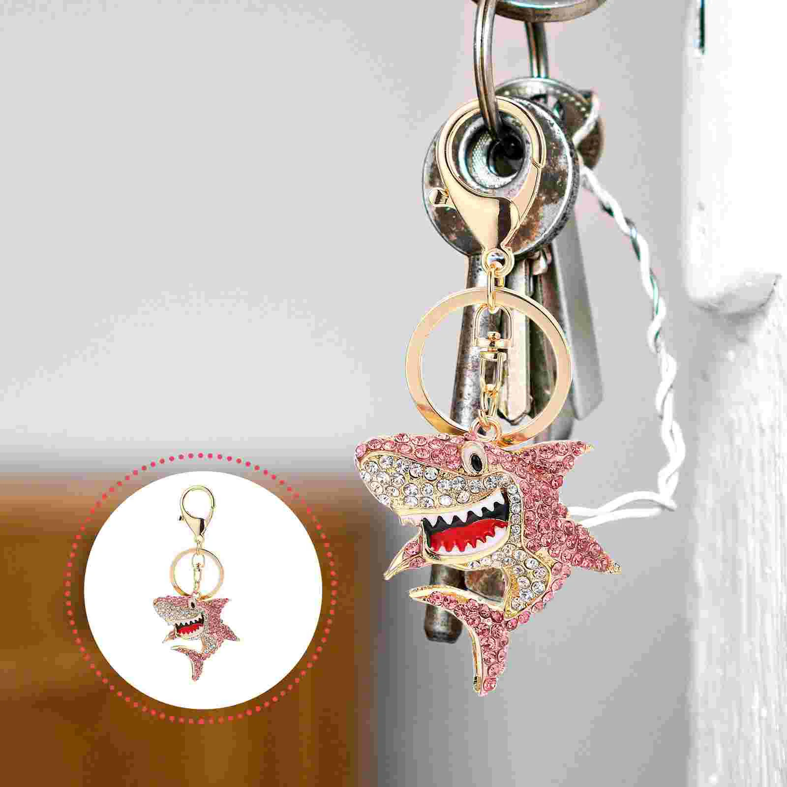 

Shark Keychain Wallet Bag Pendant Fashion Ornament Rhinestone Aluminum Alloy Animal Shape Car