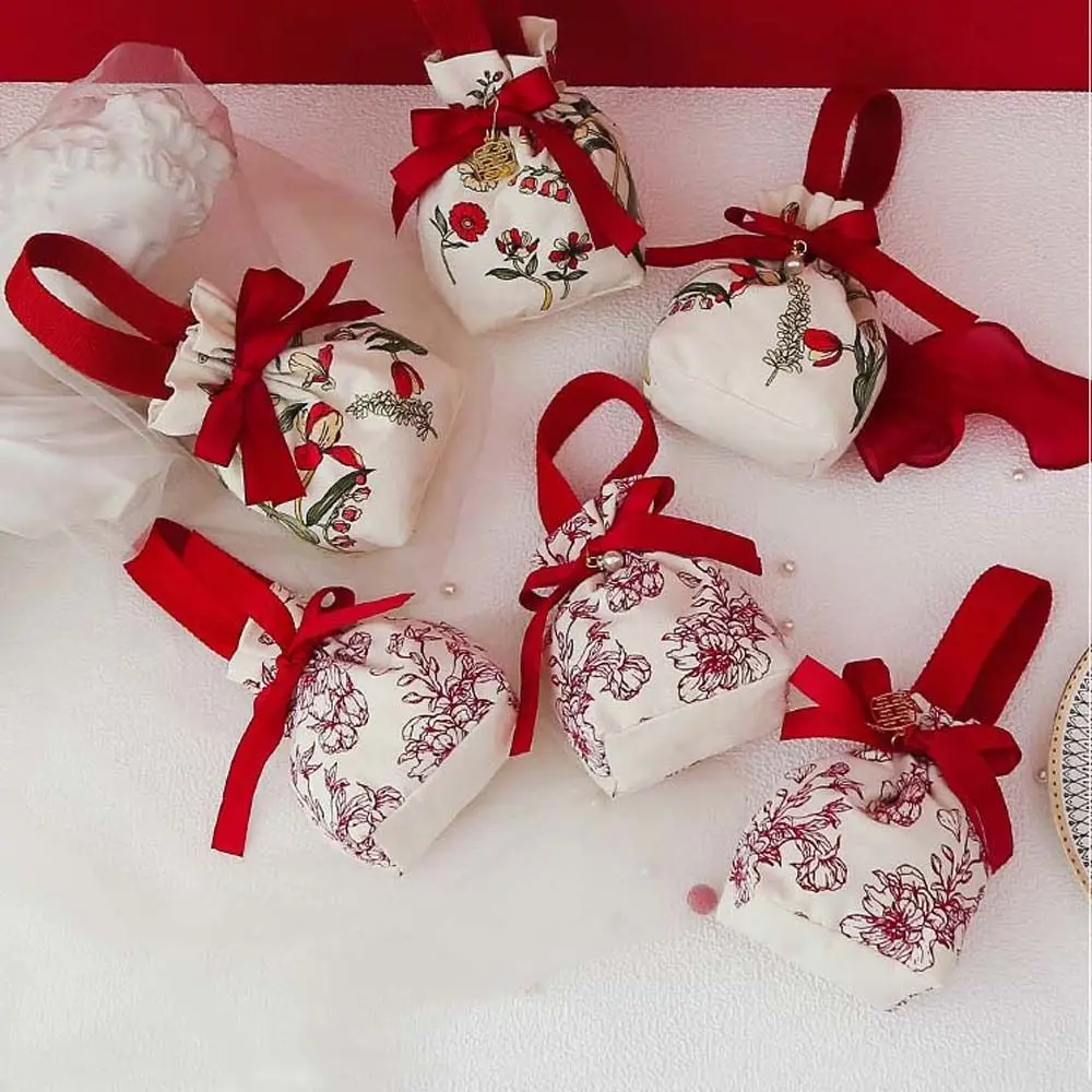 Жемчужный кулон холст сумка на шнурке с цветочным принтом атласная лента бант