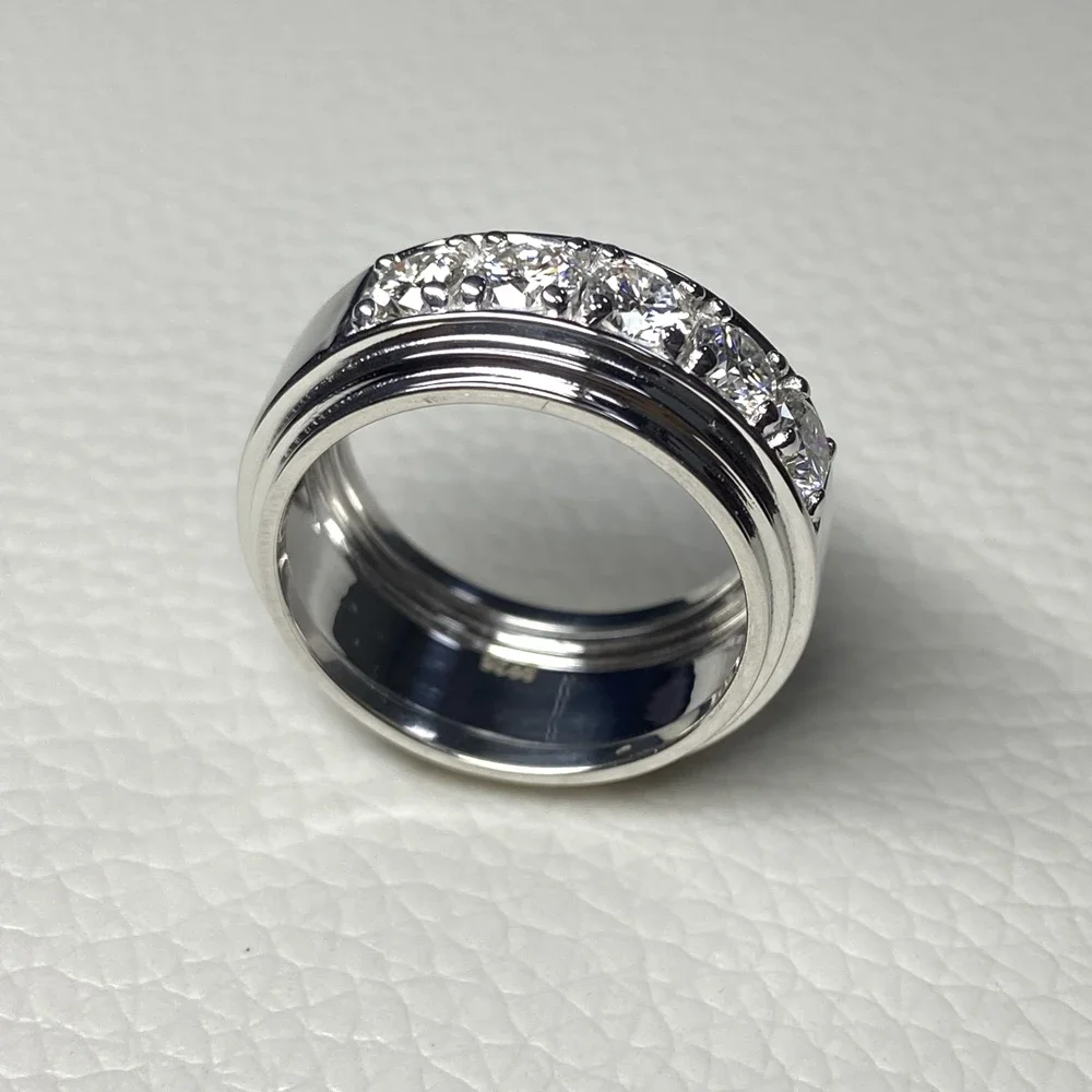 Кольцо Meisidian мужское из серебра 925 пробы с бриллиантом муассанитом