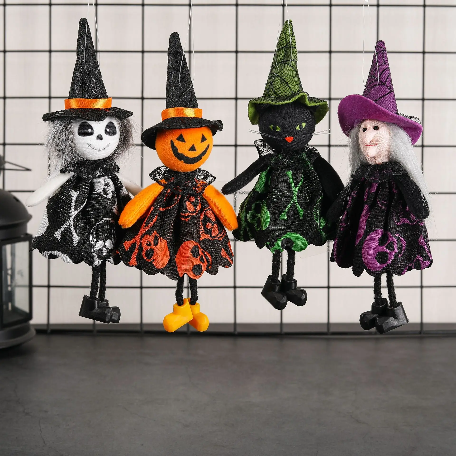 

4 Packs Halloween Decorations Ghost Festival Creative Cartoon Pumpkin Witch Pendant,Children's Party Props Supplie Gifts Kids