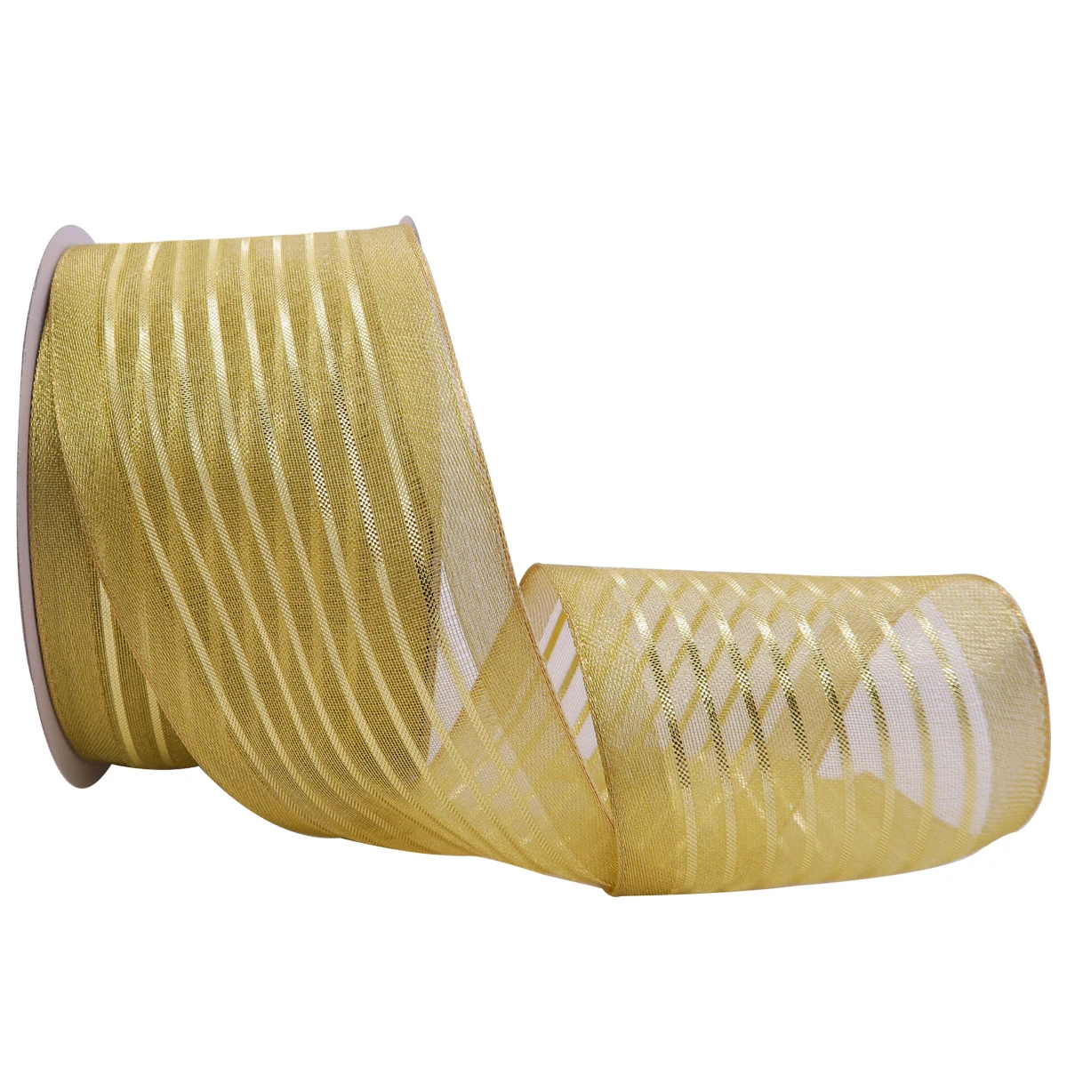 

5 10 25 Yards/Roll 63mm Organza Striped Glitter Wired Metallic Ribbon for Gift Wrap Accessories Wedding Decor DIY Crafts 2110