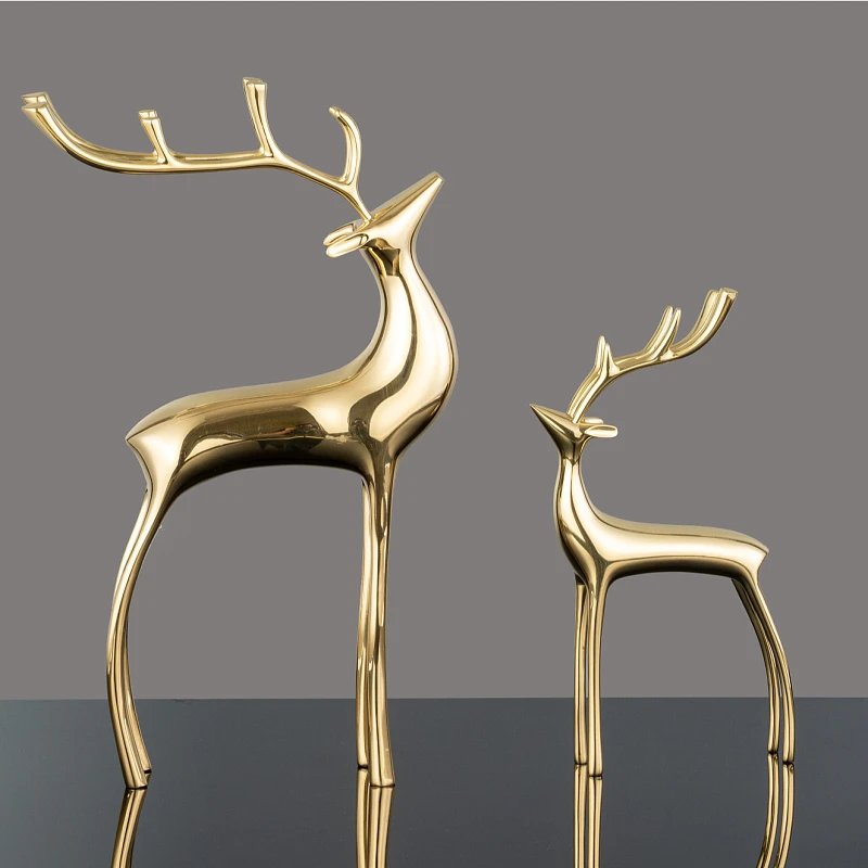 

Golden Deer Figurine Miniatures Craft Art Nordic Modern Metal Figurine Miniatures Ornaments Decoration Maison Home Garden 50