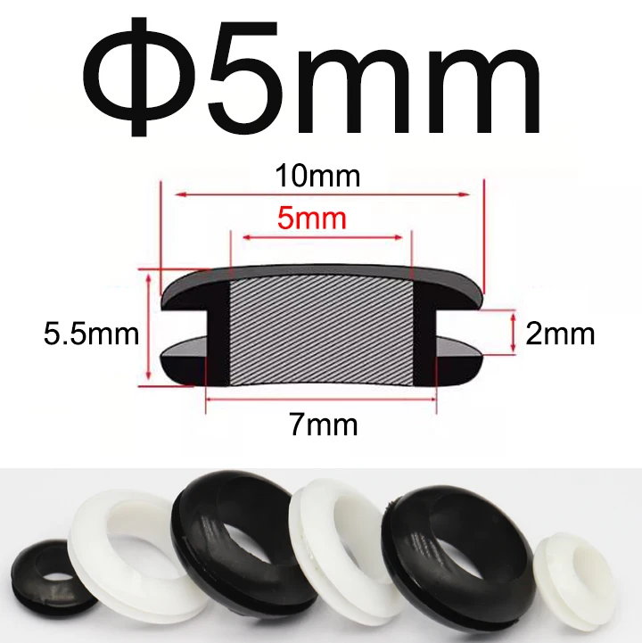 3/4/5/6/7/8/9/10/12/15/20-50 мм ID белый черный провод кабель с двойным боковым отверстием заглушка защитная крышка катушки уплотнительная прокладка уплотнительное кольцо втулка