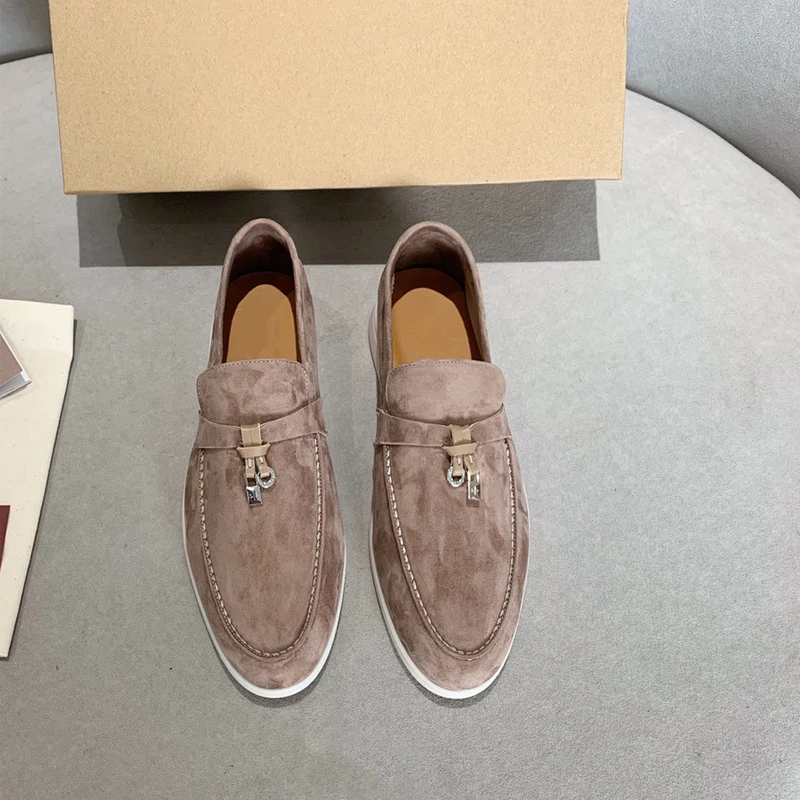 

Top Quality Women Suede Leather Replica Loafer 2023 Spring Autumn Moccasins Casual Men Shoes Luxury Designer LORO Women Shoes