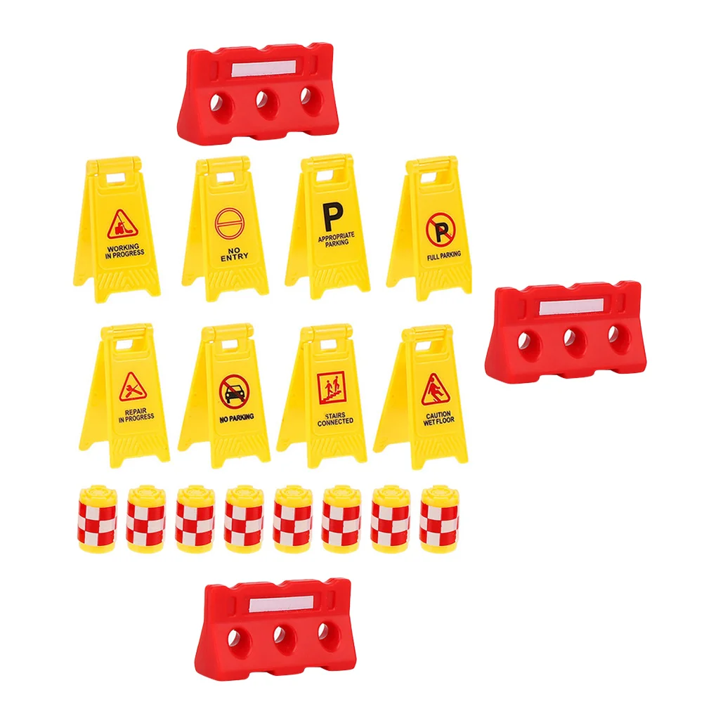 

Traffic Signs Toy Road Sign Kids Street Constructionroadblock Toys Cones Play Mini Miniature Barricade Safetymodel Educational