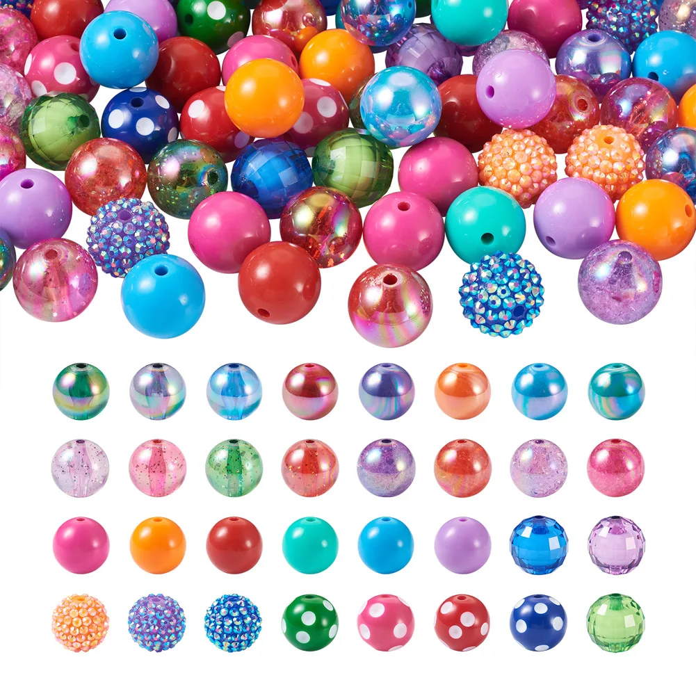 

19-20mm Colorful Acrylic Bead White Round Jumbo Chunky Bubblegum Loose Spacer Bead for Spring Summer Jewelry DIY Making Supplies