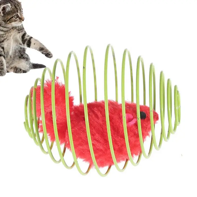 

Interactive Toys For Cats Metal Spring Mouse Inside Balls Cat Toy Stretchable Spiral Interactive Cat Toys For Indoor Cats Random