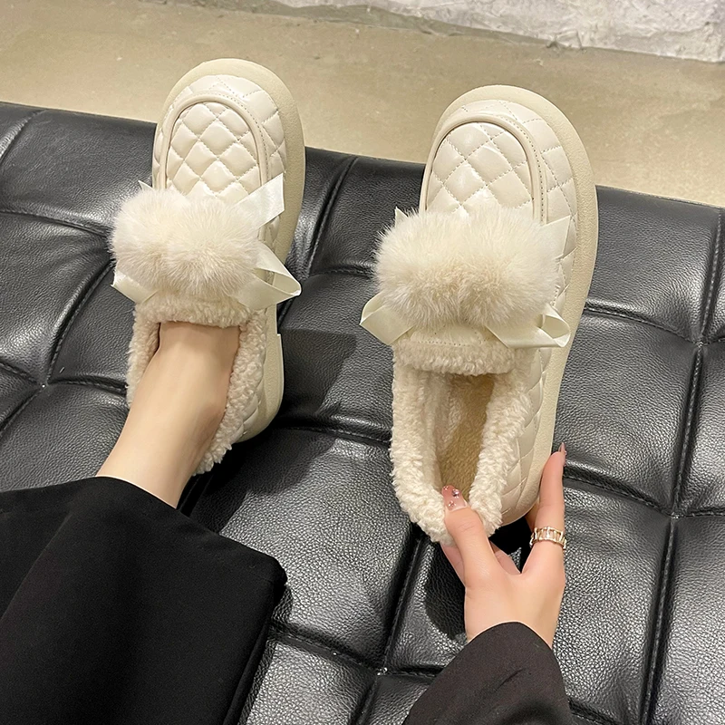 

Shoes Winter Boots Lady Australia Plush Flat Heel Boots-Women Round Toe 2022 Snow Fur Mid Calf Rubber Mid-Calf Leather