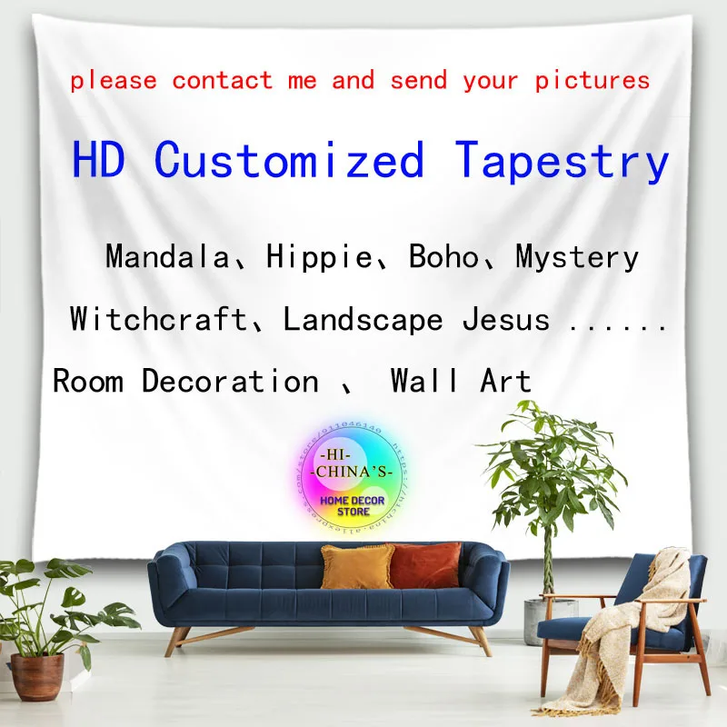 HD Custom Tapestry Mandala Hippie Home Decoration Hanging Cloth Design Boho Witchcraft Landscape Jesus Room Decor Photo Printed