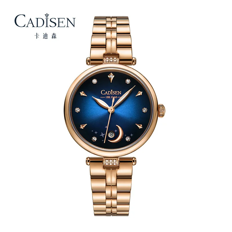 CADISEN Watch 18K Gold Watch Stainless Steel Lady Watch Quartz Fashion Light Luxury Women's Watch Mirror Material Relojed Mujer enlarge
