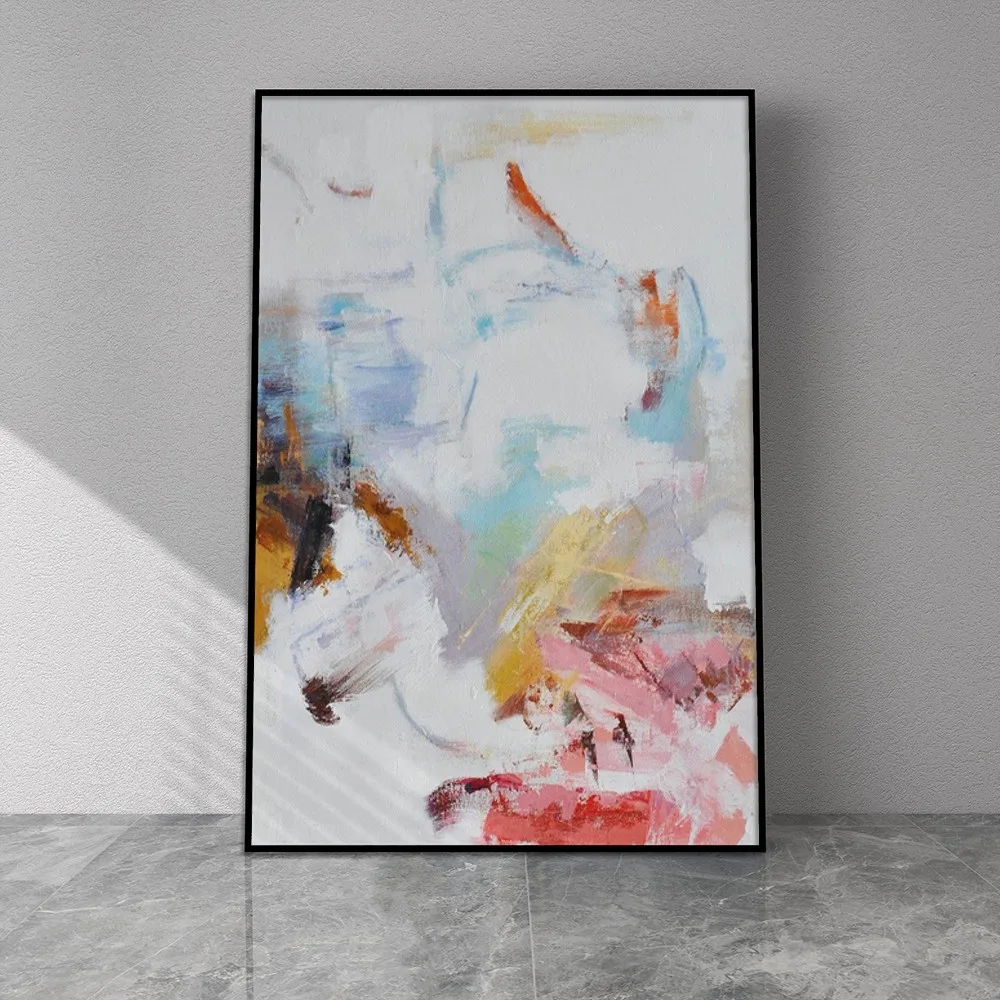 

Abstract Modern Gold And Blue Colourful Oil Painting No Frame Handmade On Canvas Hanging For Bedroom Wall Art Home Decor