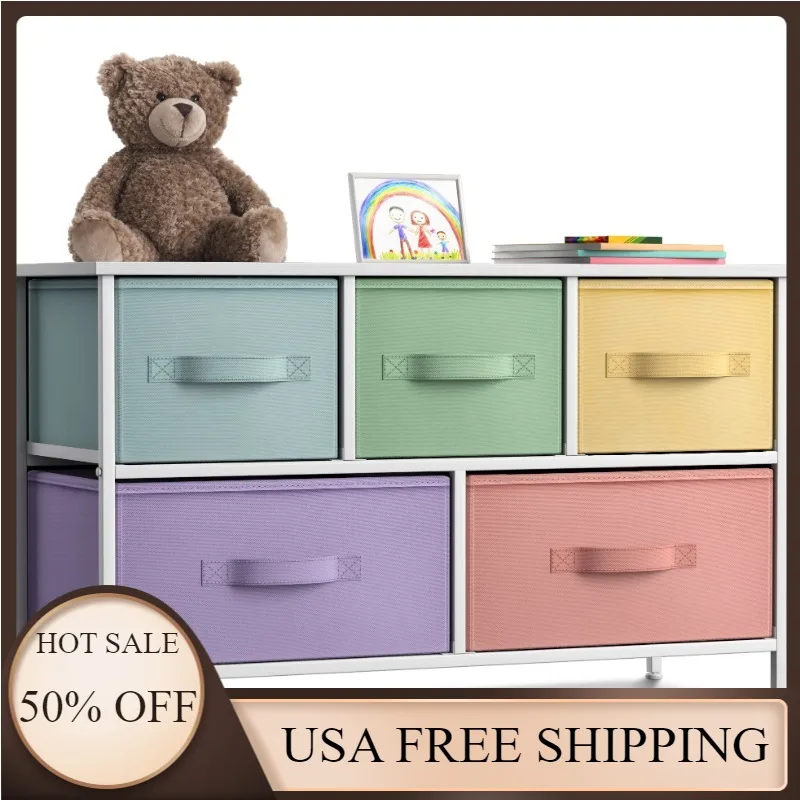 

Storage Cube Dresser - Pastel, Foldable Drawers, Minimal Assembly Required