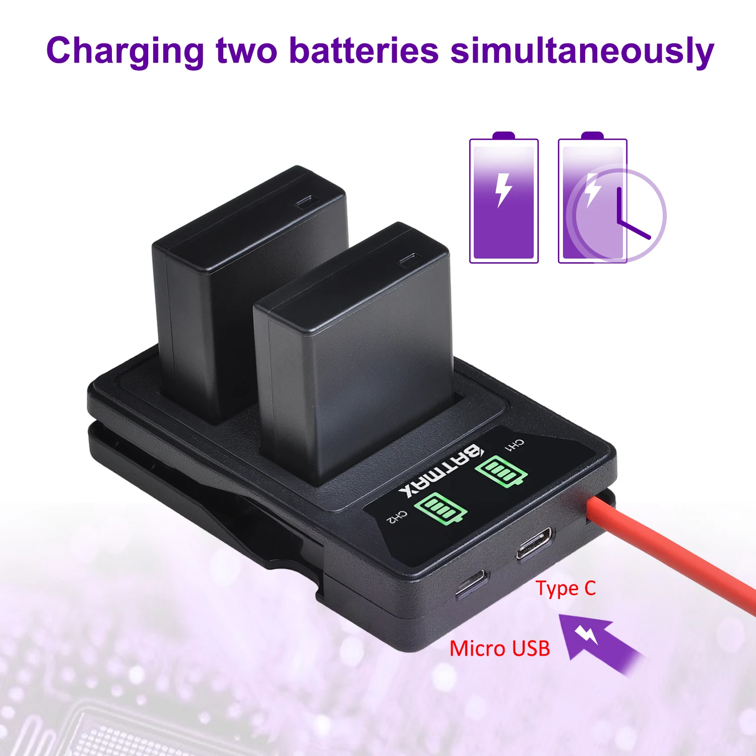 Фото Аккумулятор для фотоаппарата Batmax DMW-BLG10 BLE9E BP-DC15 + двойное зарядное устройство USB со светодиодной подсветкой для Panasonic LUMIX GF5 GF6 GX7 LX100 GX80 GX85 №5
