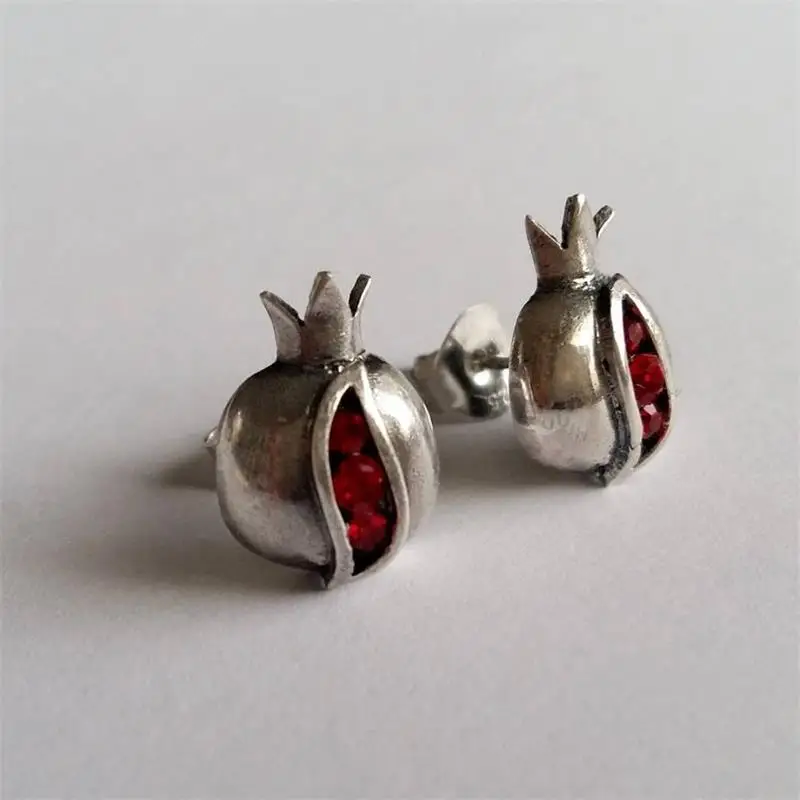 

Unique Bohemia Women's Red Pomegranate Design Earrings Stud Women Statement Earrings Fashion Party Jewelry Gifts for her