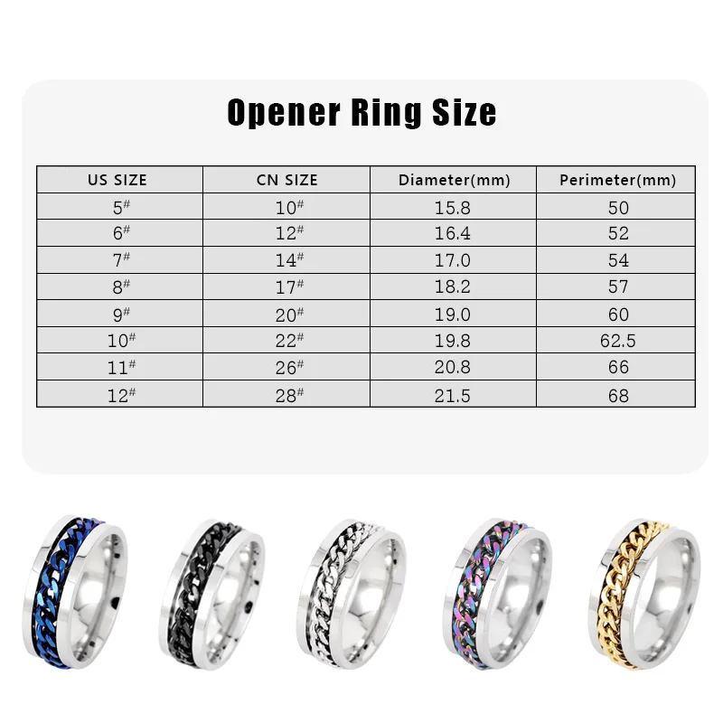 Кольцо для открывания пива из титановой стали мужчин и женщин вращающаяся цепь