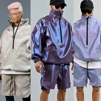 in stock 16 scale fashion male soldier laser colorful half zipper jacket coat shorts set stocking for 12 inch man action figure