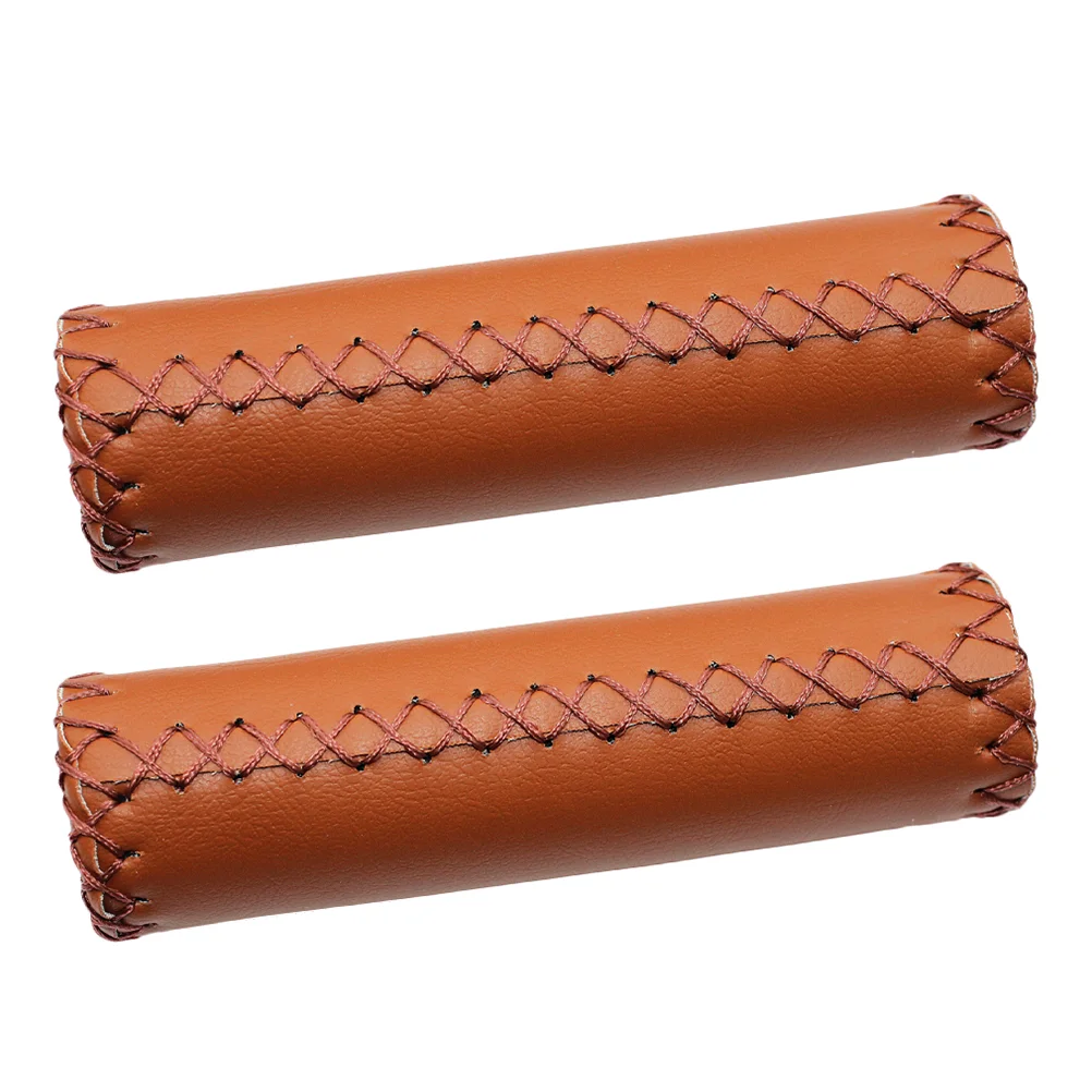 

1Pair PU and Rubber Beach Cruiser Mountain Bike Handlebar Grips (Light Brown)