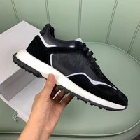 mens casual shoes paris luxury genuine leather nylon fabric lace up fashion classic sports shoes men running shoes fashion sneak
