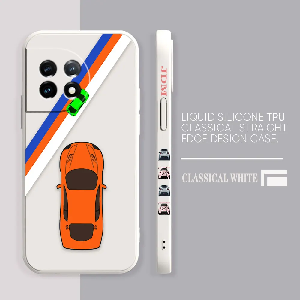 Phone Case For Oneplus 11 10 9 9R 9RT 8 8T 7 7T 5 5T 6 ACE 2 2V NORD Pro Liquid Case Cover Funda Cqoue Shell Cartoon Sports Car