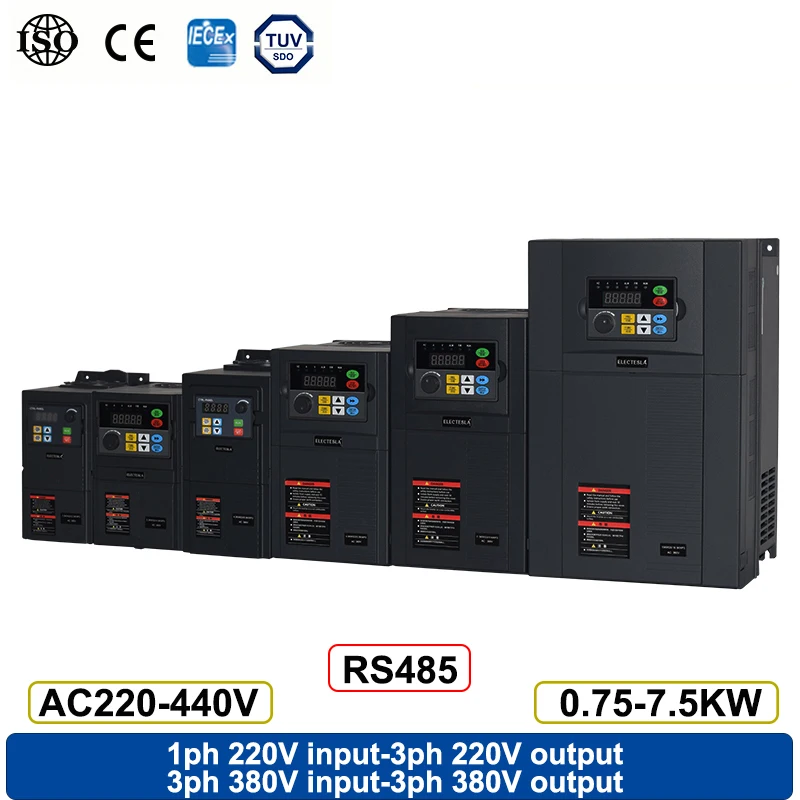 

Mini VFD Variable Frequency Drive 1 Phase 220V 3ph 380V Built-in RS485 0.75KW 2.2KW Converter For Motor Speed Control Inverter